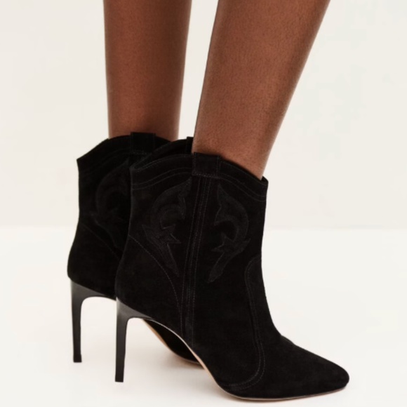 Ba&Sh, Caitlin Suede High Heel Ankle Boots, Noir, Size 40 (US 9), $200 - Picture 2 of 4